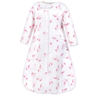 Hudson Baby Infant Girl Long Sleeve Muslin Sleeping Bag, Wearable Blanket, Sleep Sack, Pink Unicorn