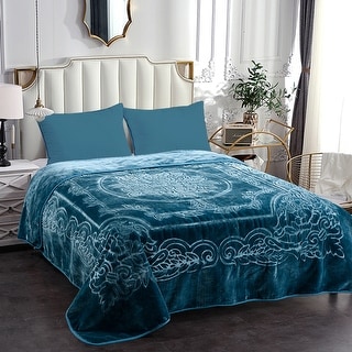 Embossed Floral Bed Blanket 85"x95" - 9lbs
