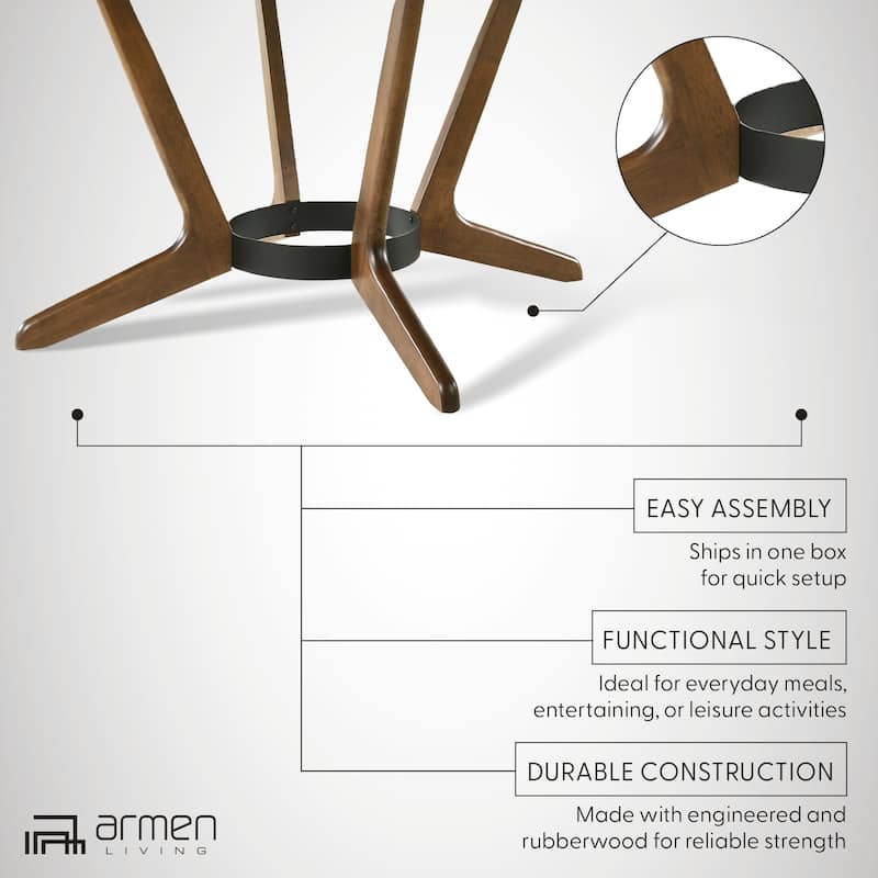 Santana Mid-Century Modern Round Wood Dining Table