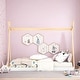 preview thumbnail 1 of 9, Full Size Tent Floor Kids Bed Frame with Triangle Structure and Safety Railings for Kids, Special Design, White+Natural White+Natural