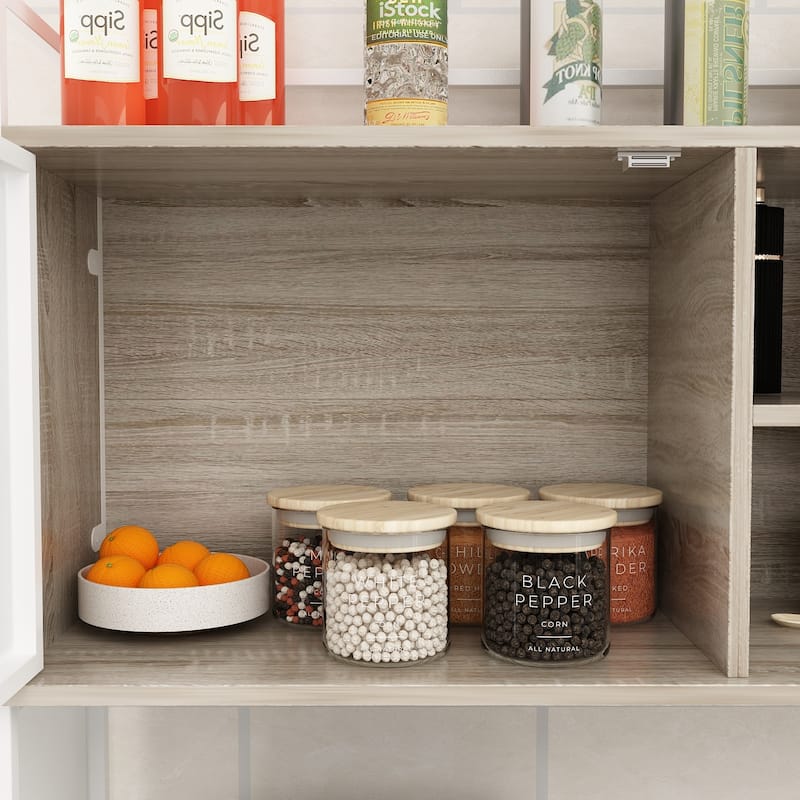 59"W 68.5"H Kitchen Pantry Microwave Storage Cabinet Buffet with Hutch