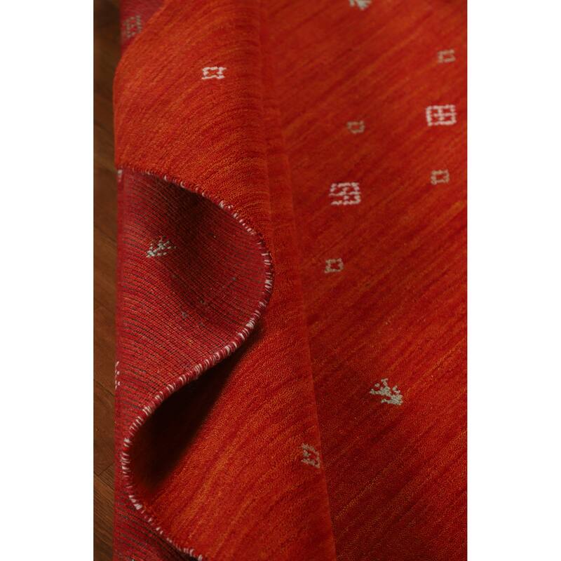 Orange Gabbeh Indian Rug Handmade Modern Wool Carpet - 4'7" x 6'5"