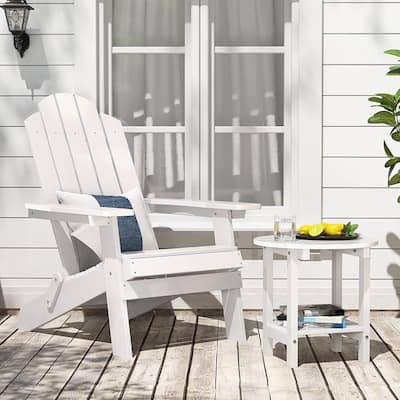 WINSOON 2-Piece All Weather HIPS Outdoor Folding Adirondack Chair and Table set