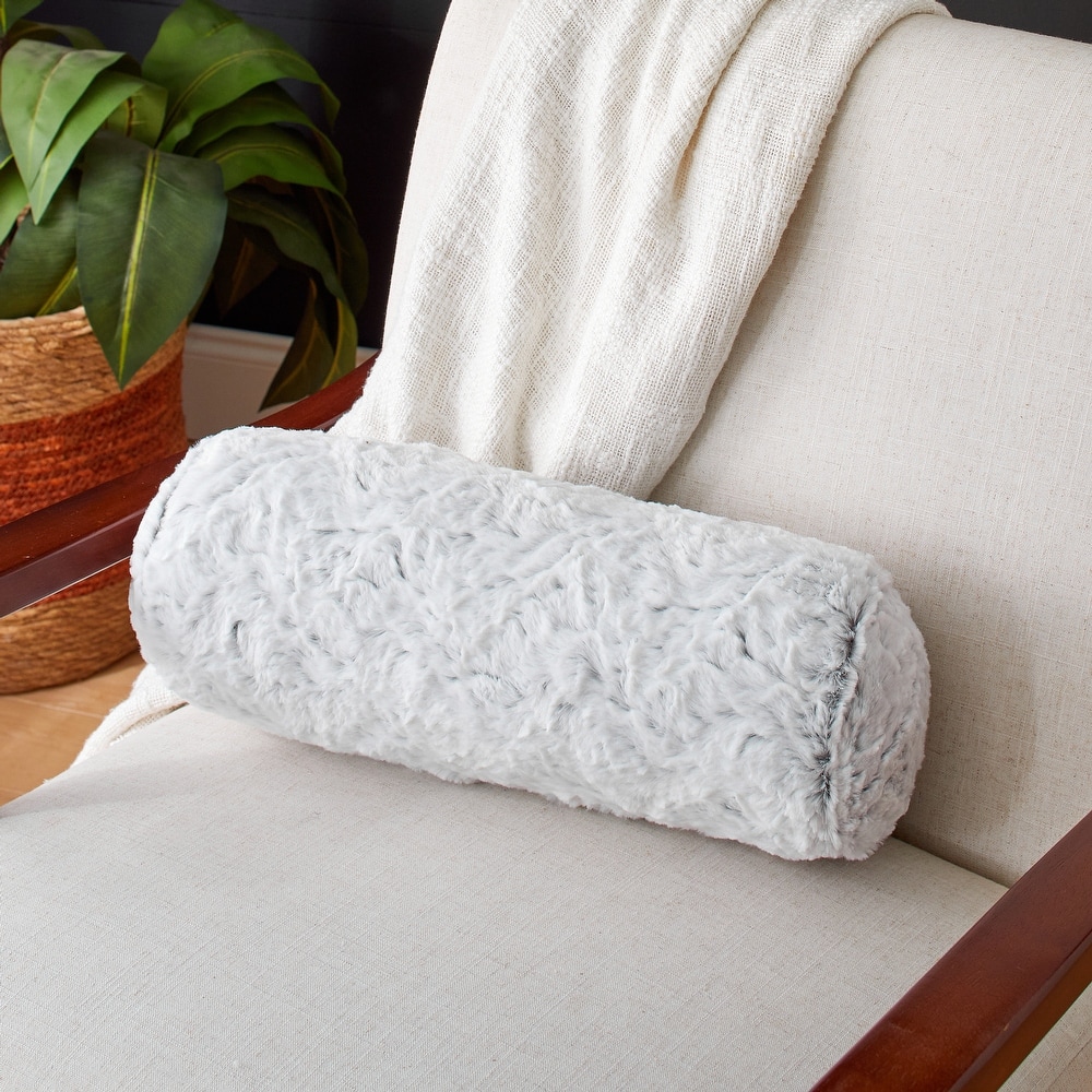 Sorra Home Faux Fur Indoor Long Bolster Pillow