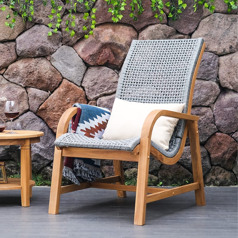 Cambridge Casual Dunham Teak Wood Outdoor Lounge Chair - FREE Lumbar Pillow
