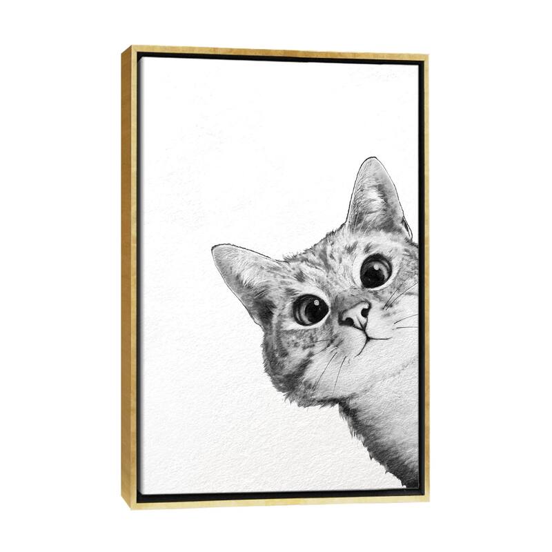 iCanvas "Sneaky Cat" by Laura Graves Framed Canvas Print - Gold - 40x26