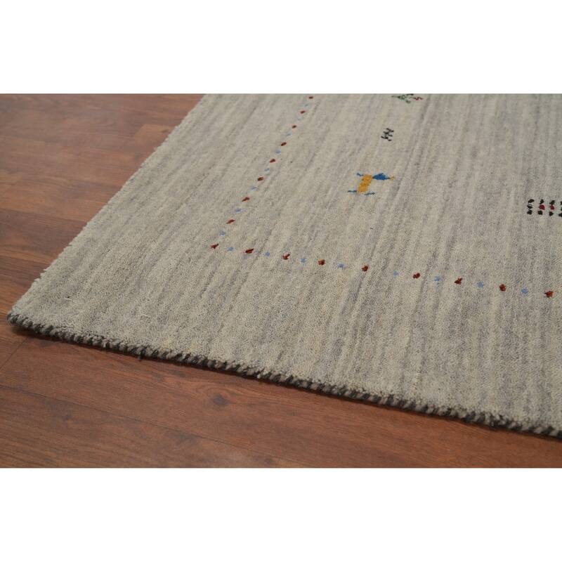 Hand Knotted Oriental 100% Wool Carpet Tribal Animal Pictorial Beige & Ivories Gabbeh Area Rug - 7' 9'' X 5' 0''