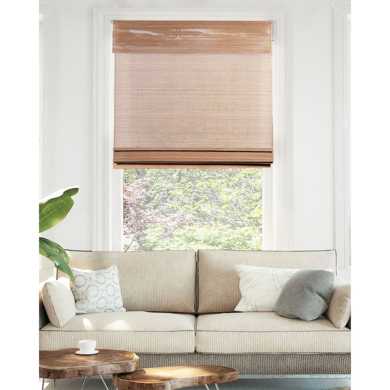 Chicology Light Filtering Cordless Natural Woven Bamboo Window Shade - 35"W X 64"H - Acorn