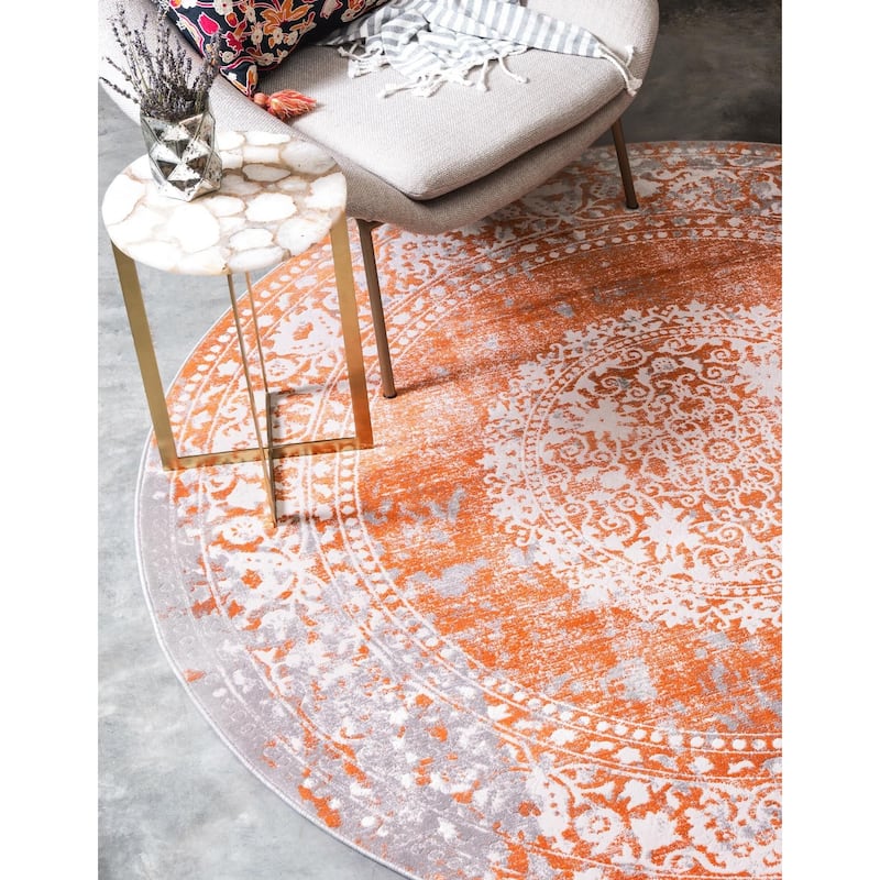 Contemporary Franbu Collection Area Rug - Terracotta - 6' Round