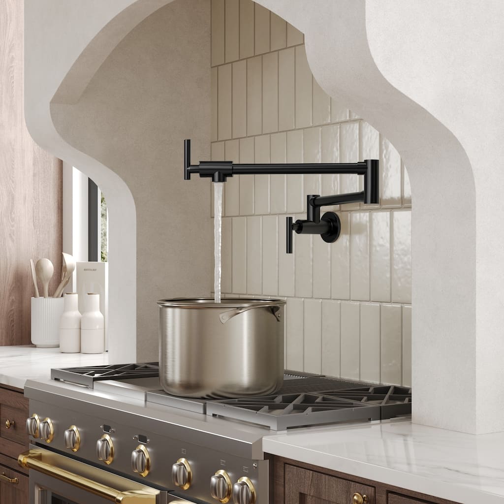 Wall-Mount Pot Filler Faucet, Swing Arm Kitchen Pot Filler Faucet