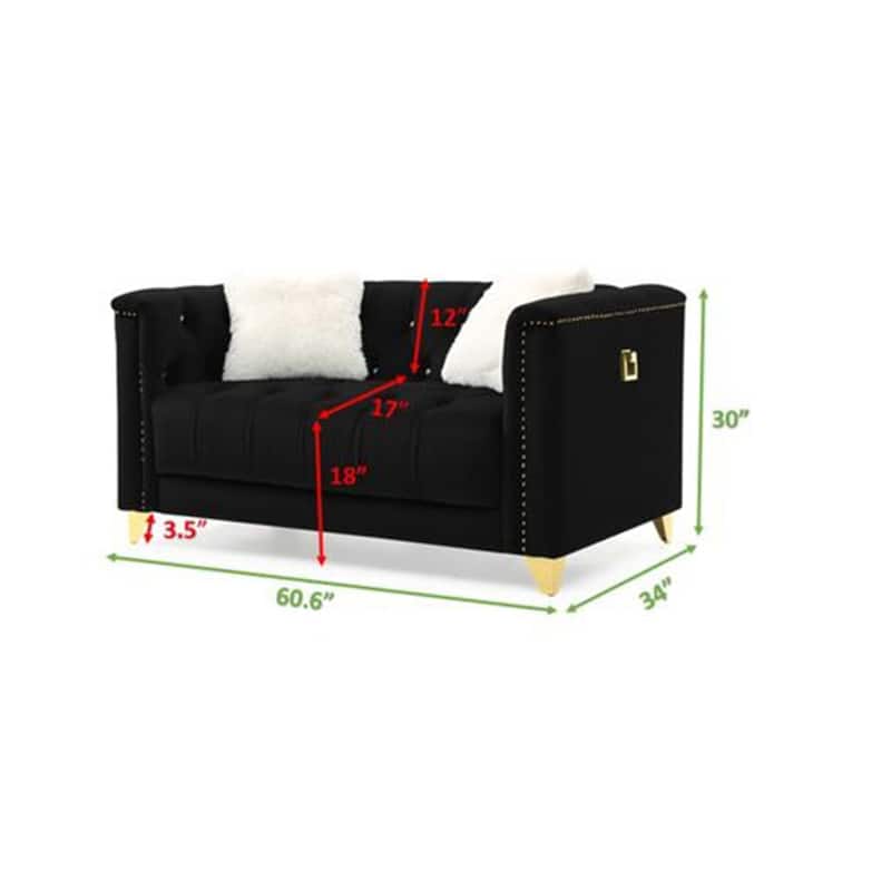Upholstery Living Room Sofa Set in Velvet Fabric ( Set of 2 )