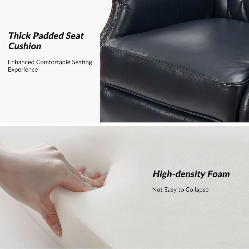 Xaver Traditional Genuine Leather Armchair With Solid Wood Legs by HULALA HOME