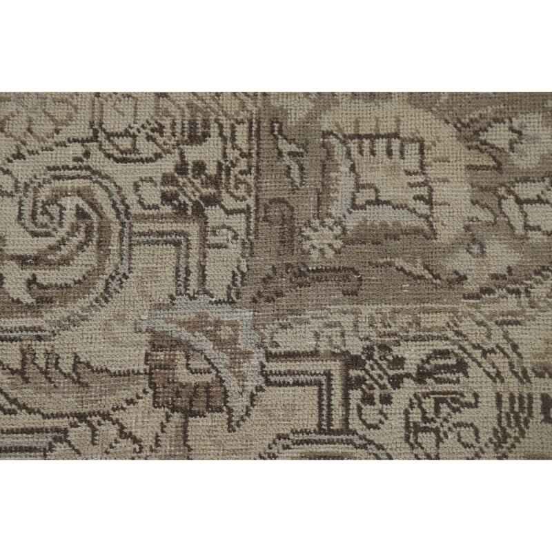 Muted Distressed Tabriz Vintage Persian Area Rug Handmade Wool Carpet - 9'7" x 12'5"