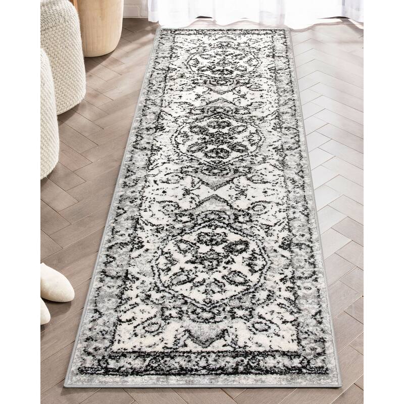Well Woven Mystic Arctic Bloom Medallion Oriental Easy Clean Area Rug