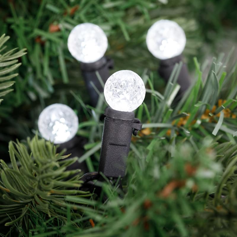 LED G12 Berry Christmas Lights - Pure White - 16' Black Wire - 50 ct