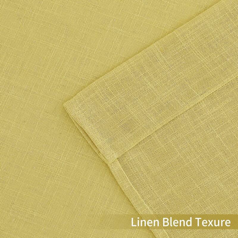 Linen Blend Living Room Curtains Faux Linen Textured Window Curtains for Bedroom Semi-Sheer Yellow Curtain Panles