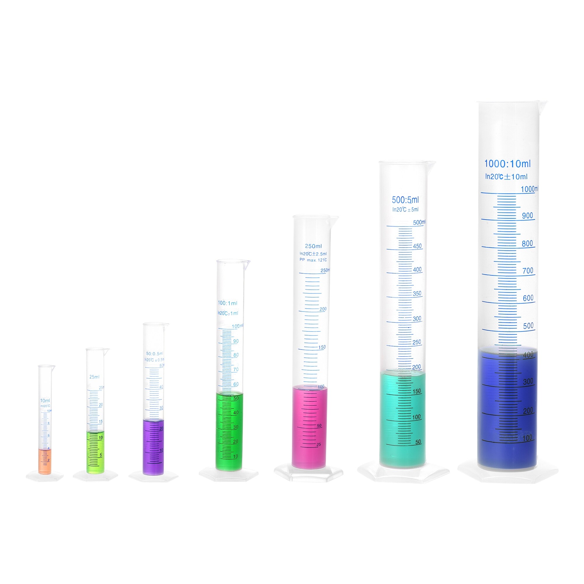 Plastic Graduated Cylinder 10ml 25ml 50ml 100ml 250ml 500ml 1000ml Cylinder Clear White Overstock
