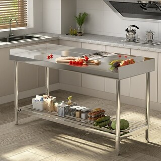 48 x 24 Inches Stainless Steel Table with Adjustable Undershelf and ...