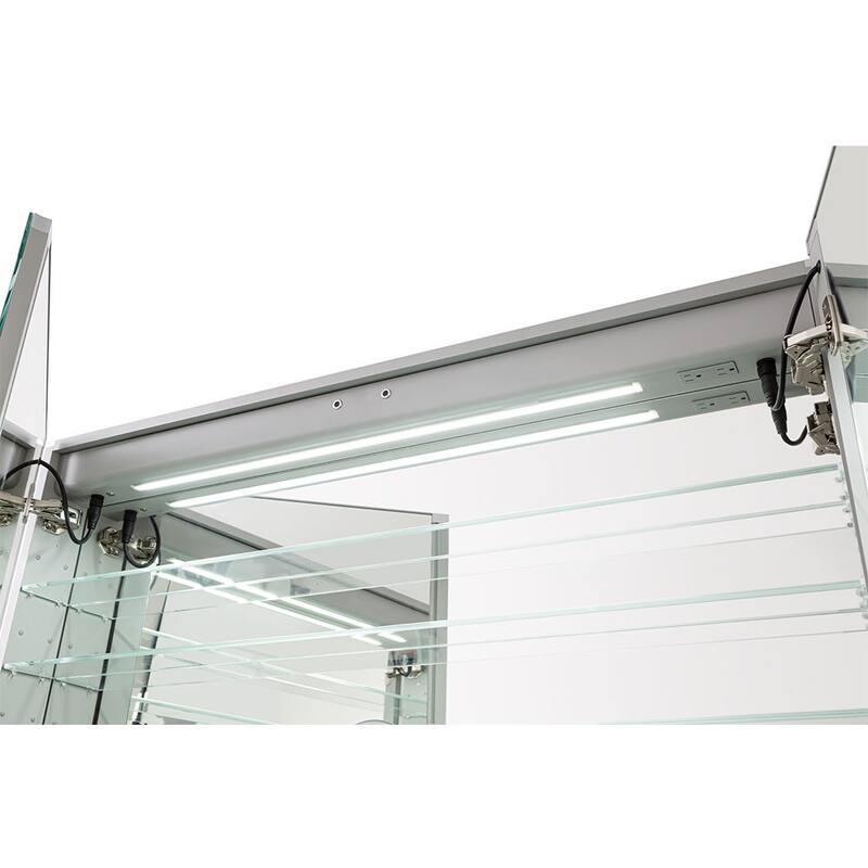 AQUADOM Edge Royale Bathroom Led Lighted Medicine Cabinet Defogger, 3X LED Adjustable Magnifying Mirror, Electrical Outlets.
