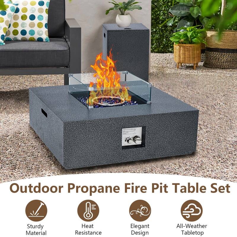 Outdoor 36/48''Propane Gas Fire Pit Table with 16in Tank Cover
