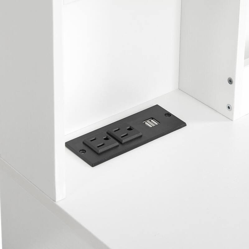 Makeup Vanity Desk with Mirror, Large Capacity Wooden Dresser Table, Dresser Table with Side Storage Rack & 8 Drawers