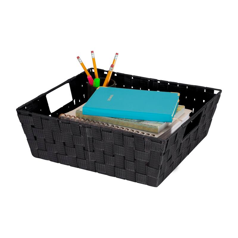 Simplify Large Woven Storage Bin in Black - 13"x15"x5"