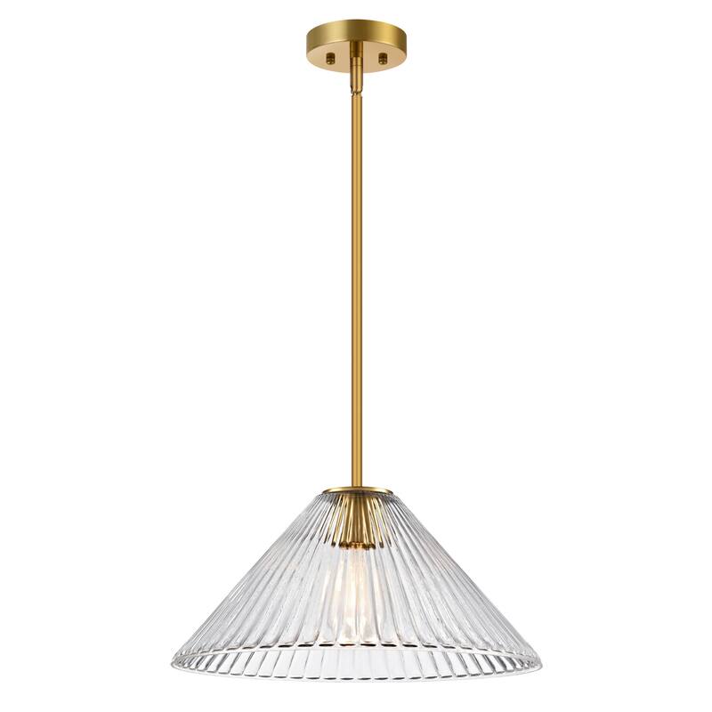 LamQee 1 -Light Metal Cone Pendant Light Adjustable Hanging Lighting - 15.7inch - Clear