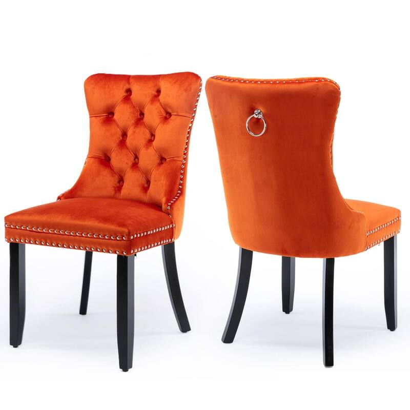Tufted Naliheads Solid Wood Upholstered Dining Chairs (Set of 2)