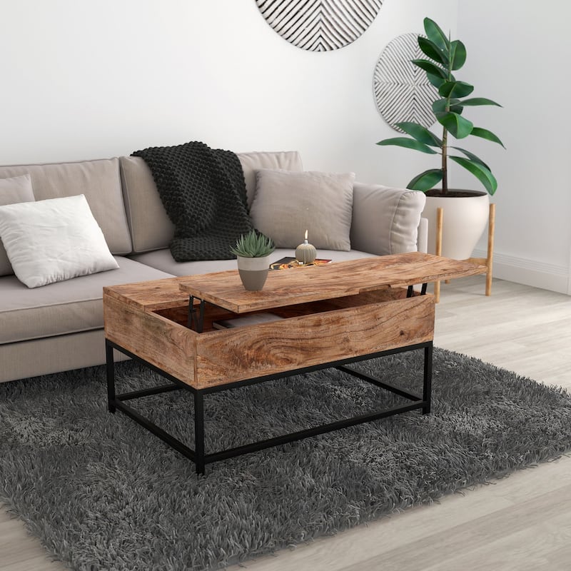 Natural Burnt Coffee Table - 36" - Brown and Black