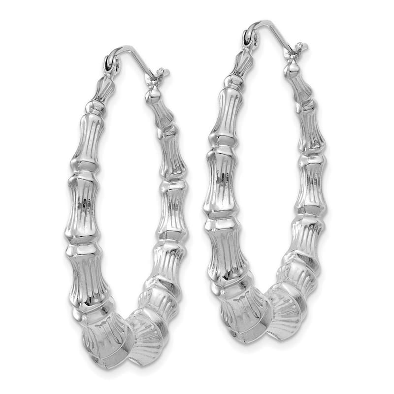 Curata 14k White Gold Satin Polished Bamboo Hoop Earrings 36.11x5.45mm