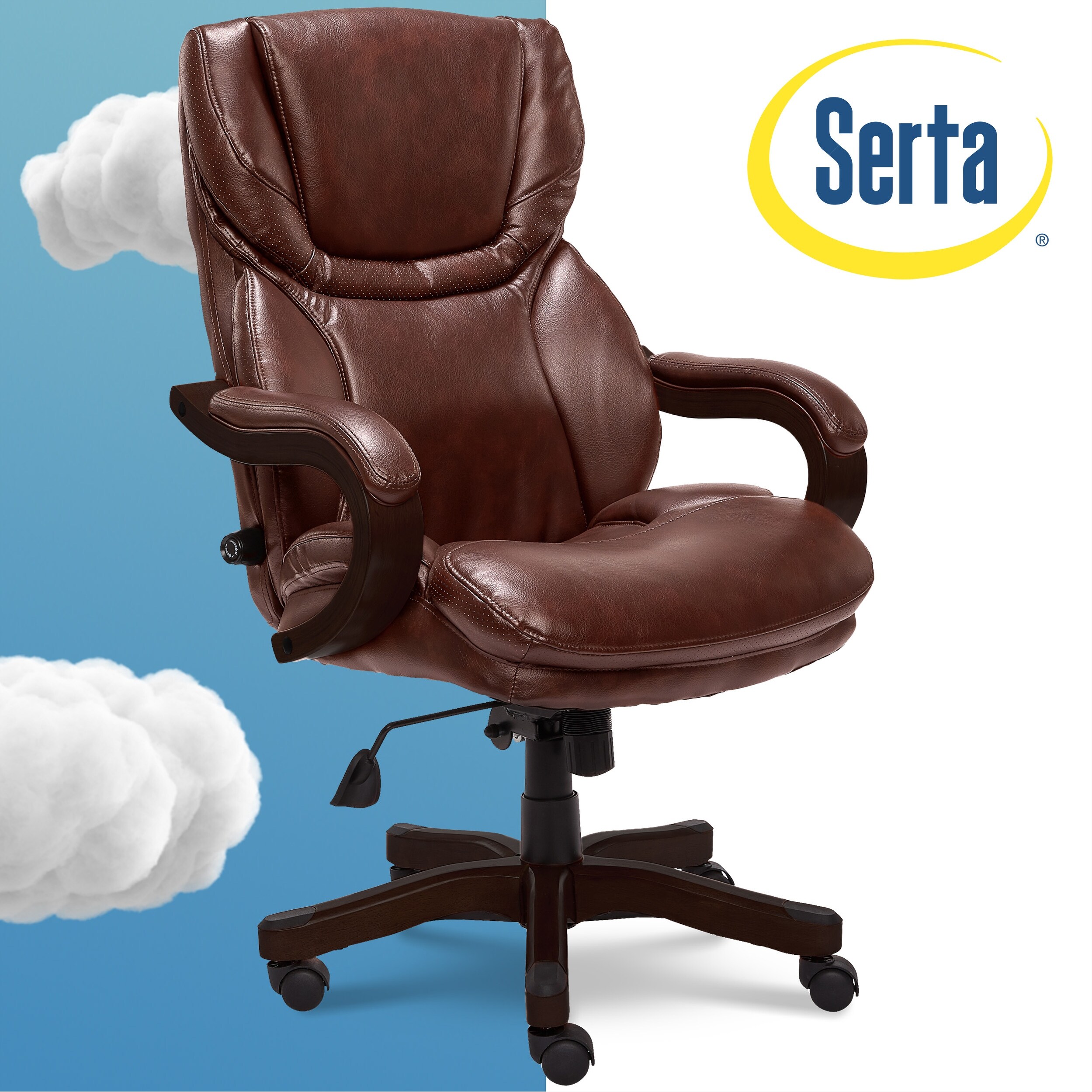 Shop Serta Executive Brown Bonded Leather Big And Tall Office Chair On Sale Overstock 8861913