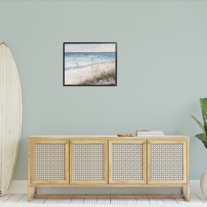 Stupell Traditional Beach Coast Line Tall Grass Soft Sky Framed Wall Art