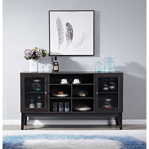 60" Wood TV Stand Console with 4 doors and Solid Wood Legs