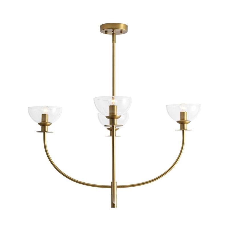 Modern 4-Light Cup Shape Clear Glass Arc Metal Chandelier - 29.7 in