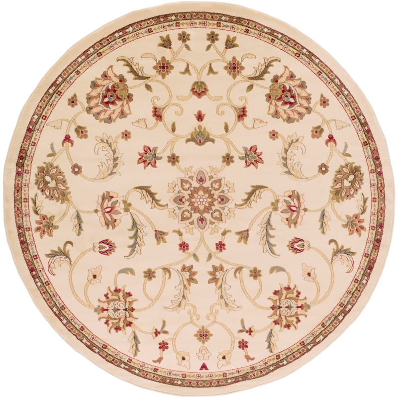 Artistic Weavers Lanier Traditional Floral Area Rug - 8' Round - Beige