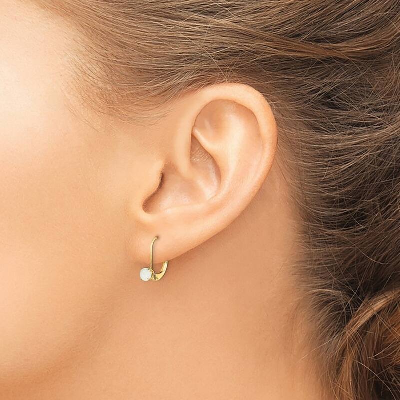 Curata 14k Yellow Gold 4mm Genuine Gemstone Birthstone Leverback Earrings - 13x4mm