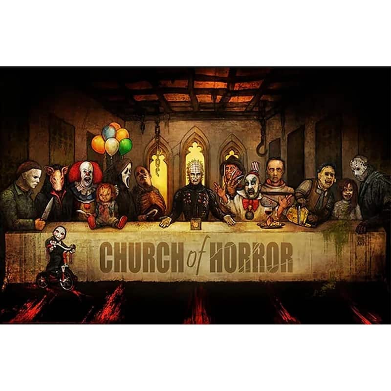Church of Horror by Big Chris Movie Horror Characters Art Poster - 24 x 36 Inch