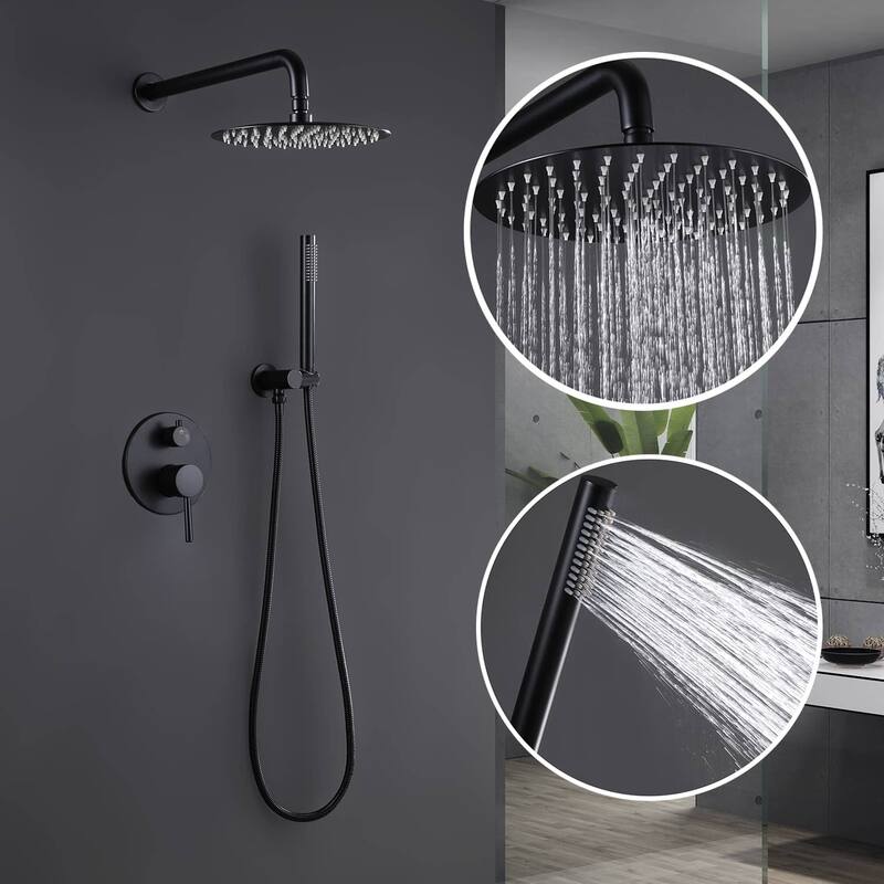 Shower Faucet With Valve Complete Shower System Set Bathroom 10 Inches Rainfall Shower Head With Handheld Sower