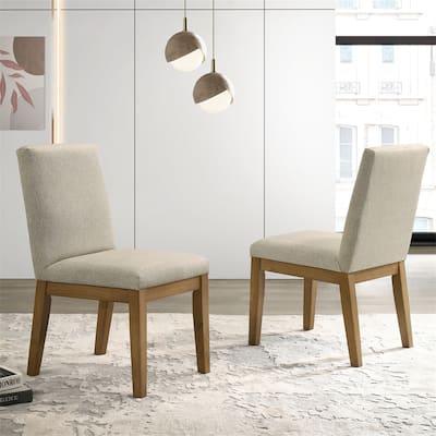 Modern Wood Dining Chair with Cushioned Seat（Set of 2） - N/A