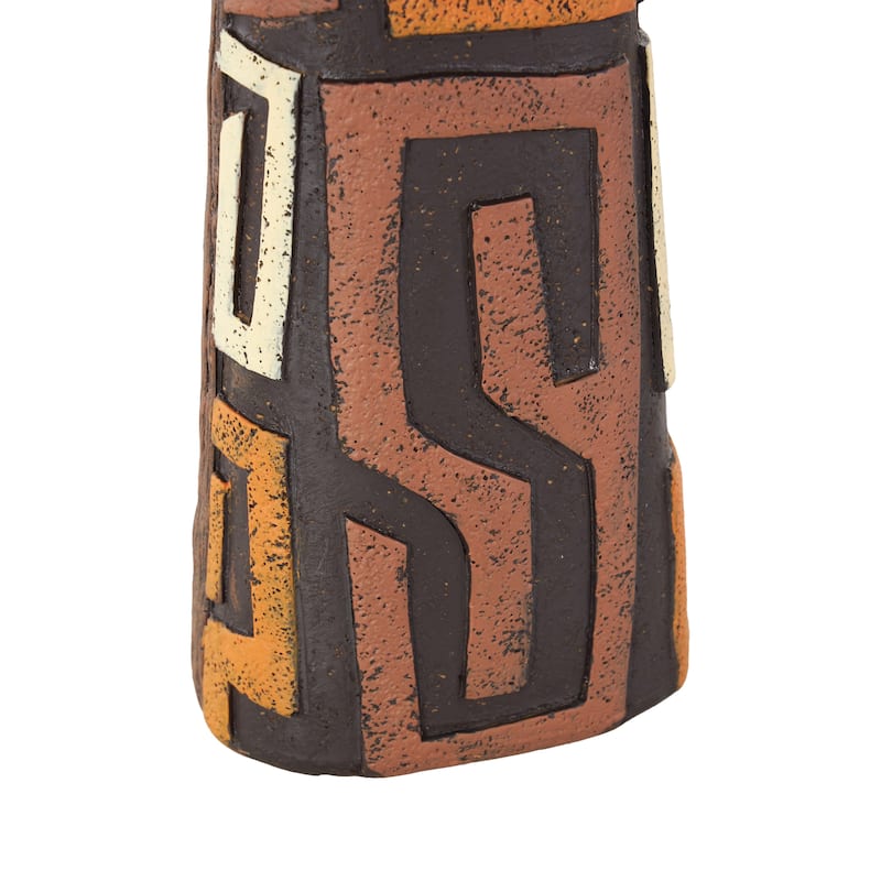 Resin Woman African Sculpture with Red, Orange, and White Dresswear - Set of 3 Black - Roche River Decor