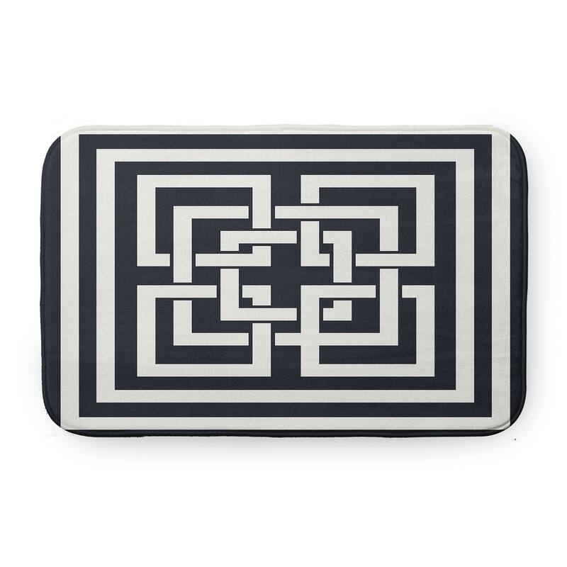 Greek New Key Bathmat - 34" x 21" - Shark Blue