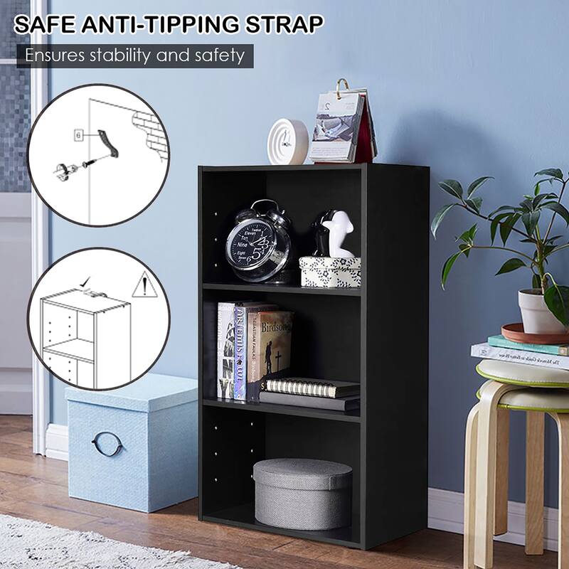 Gymax 3 Open Shelf Bookcase Modern Multi-functional Storage Display - See Details