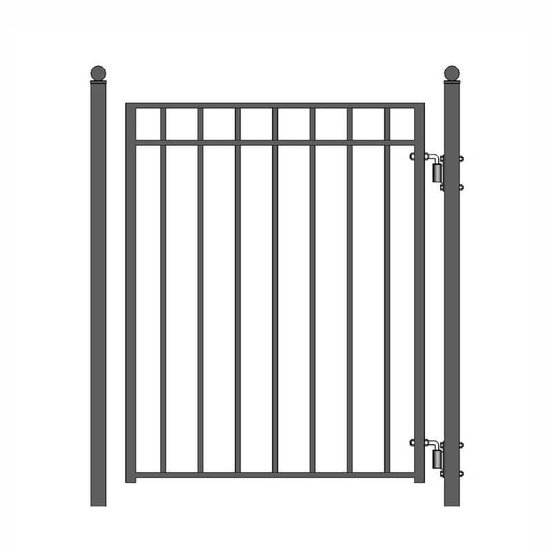 ALEKO Dual Swing Steel Driveway Gate 18 ft Madrid Style with Pedestrian Gate