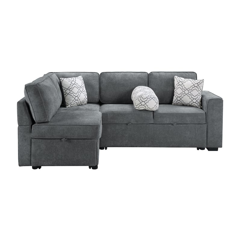 Convertible Multifunctional L-Shaped Sectional Sofa Bed with Dual Pull-Out Sleepers by Harper&Bright Designs