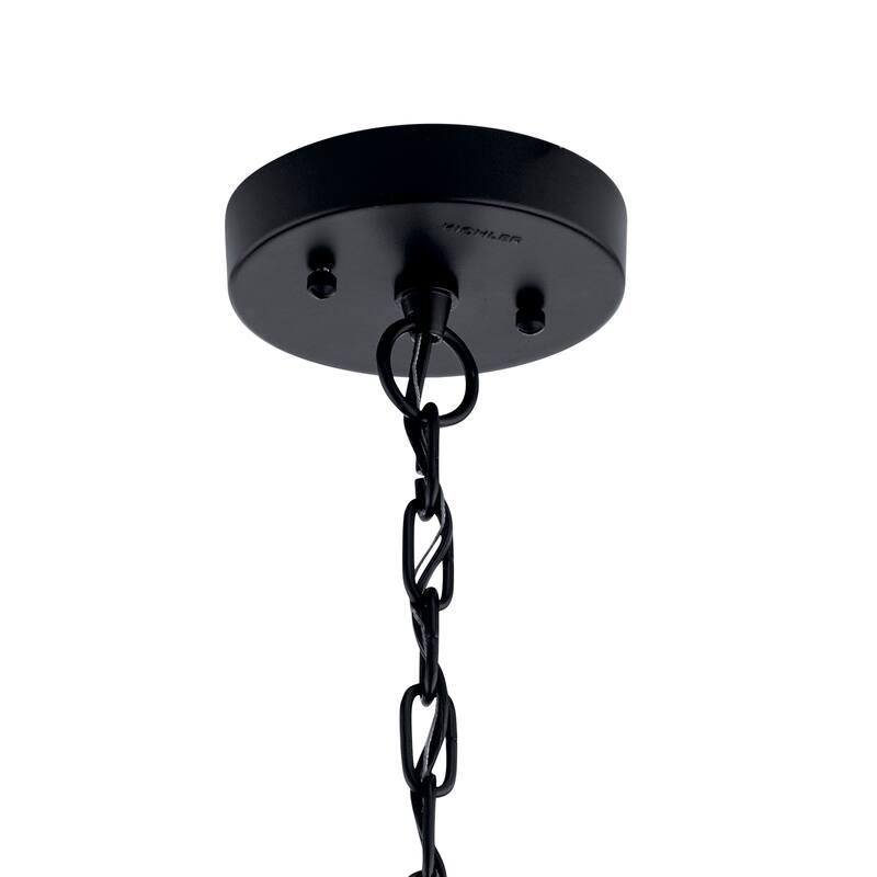 Kichler Mercer 24 inch 1 Light Outdoor Pendant with Clear Seeded Glass in Black Finish
