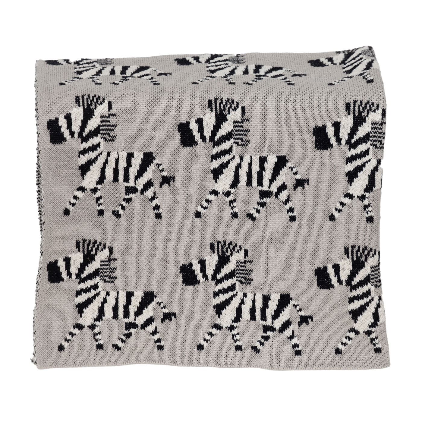 Grey Lots Of Zebras Woven Knitted Baby Blanket Grey Lots Of Zebras Woven Knitted Baby Blanket