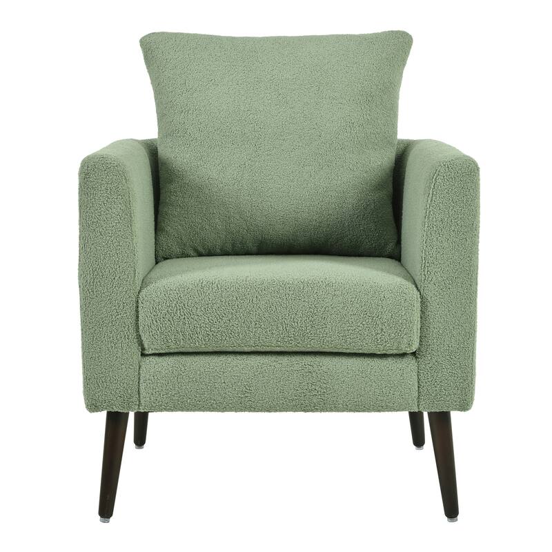 Modern 26.77" Upholstered Arm Chair with Solid Wood Legs and Waist Pillow