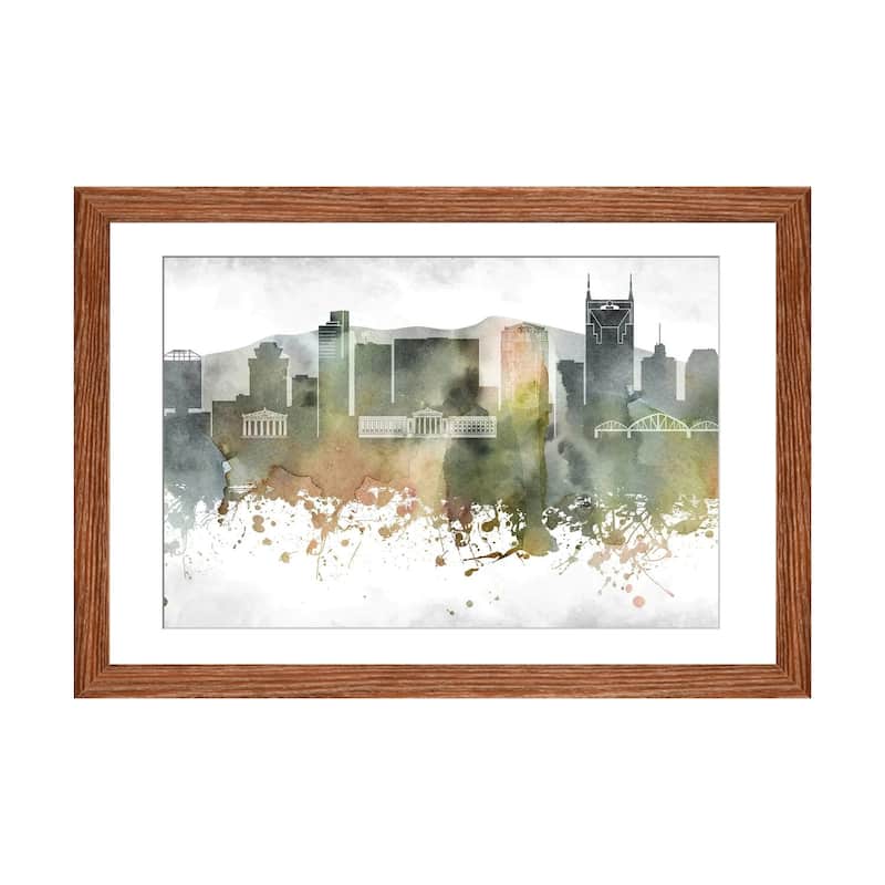 iCanvas "Nashville Skyline" by WallDecorAddict - Walnut - 24x32x1