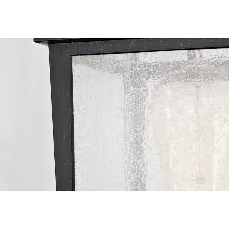 Cove Neck Outdoor Large Post Light Pole Lantern 1 Light Textured Black Finish Clear Seeded Glass
