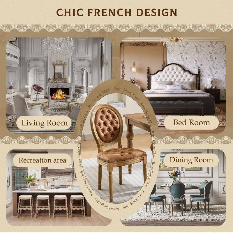 French Style Solid Wood Dining Chair with Nailhead Set of 4